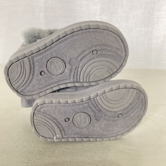 Wonder Nation Sz 3 Toddler Girl’s Gray Fur Slip-on Warm Ankle Booties Sherpa EUC - Picture 3 of 11